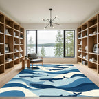 Whales In Blue Ocean Waves Rug