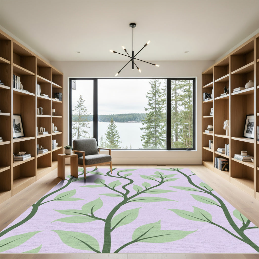 Whispering Green Vine Lavender Field Rug