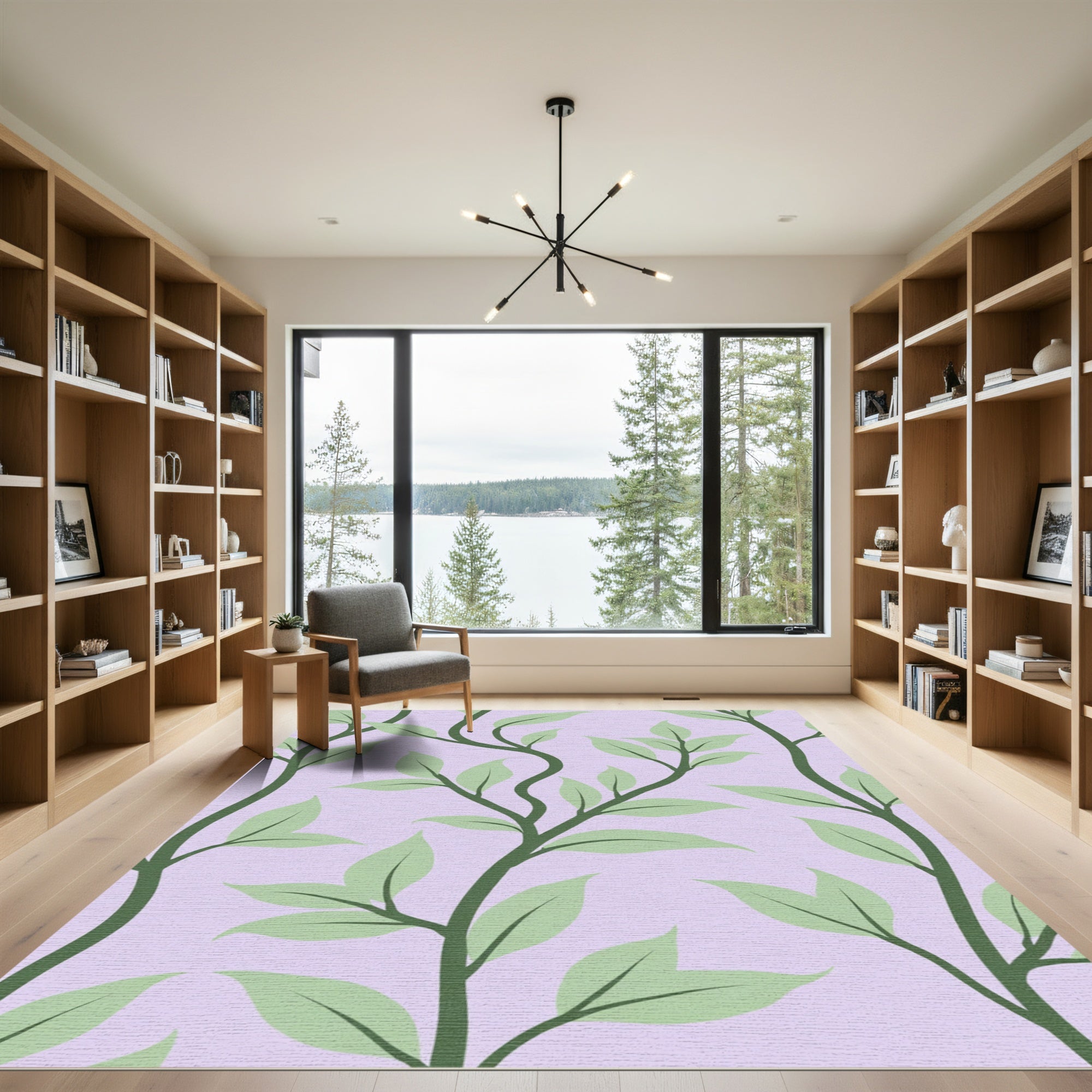 Whispering Green Vine Lavender Field Rug