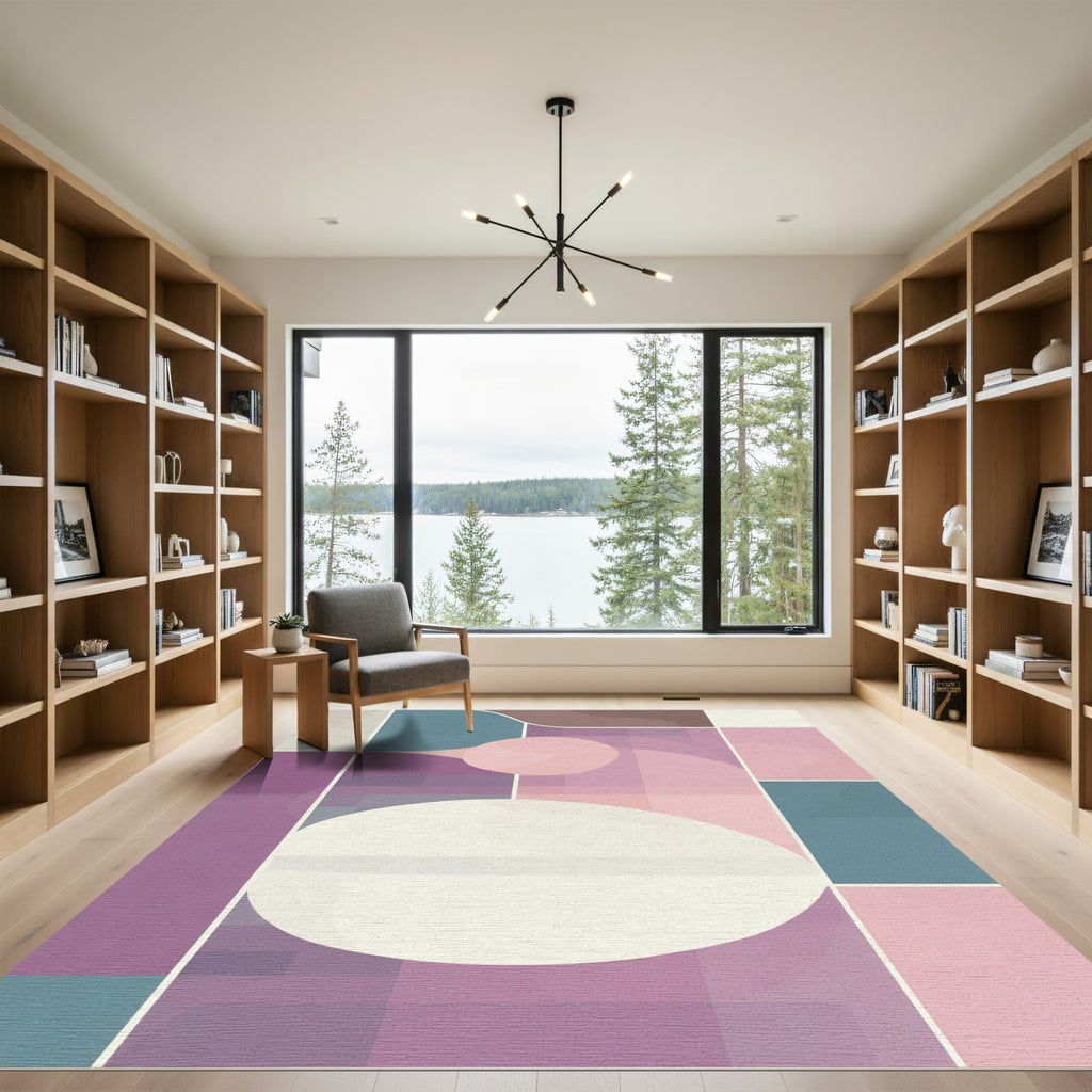 Pastel Abstract Geometric Overlay Rug