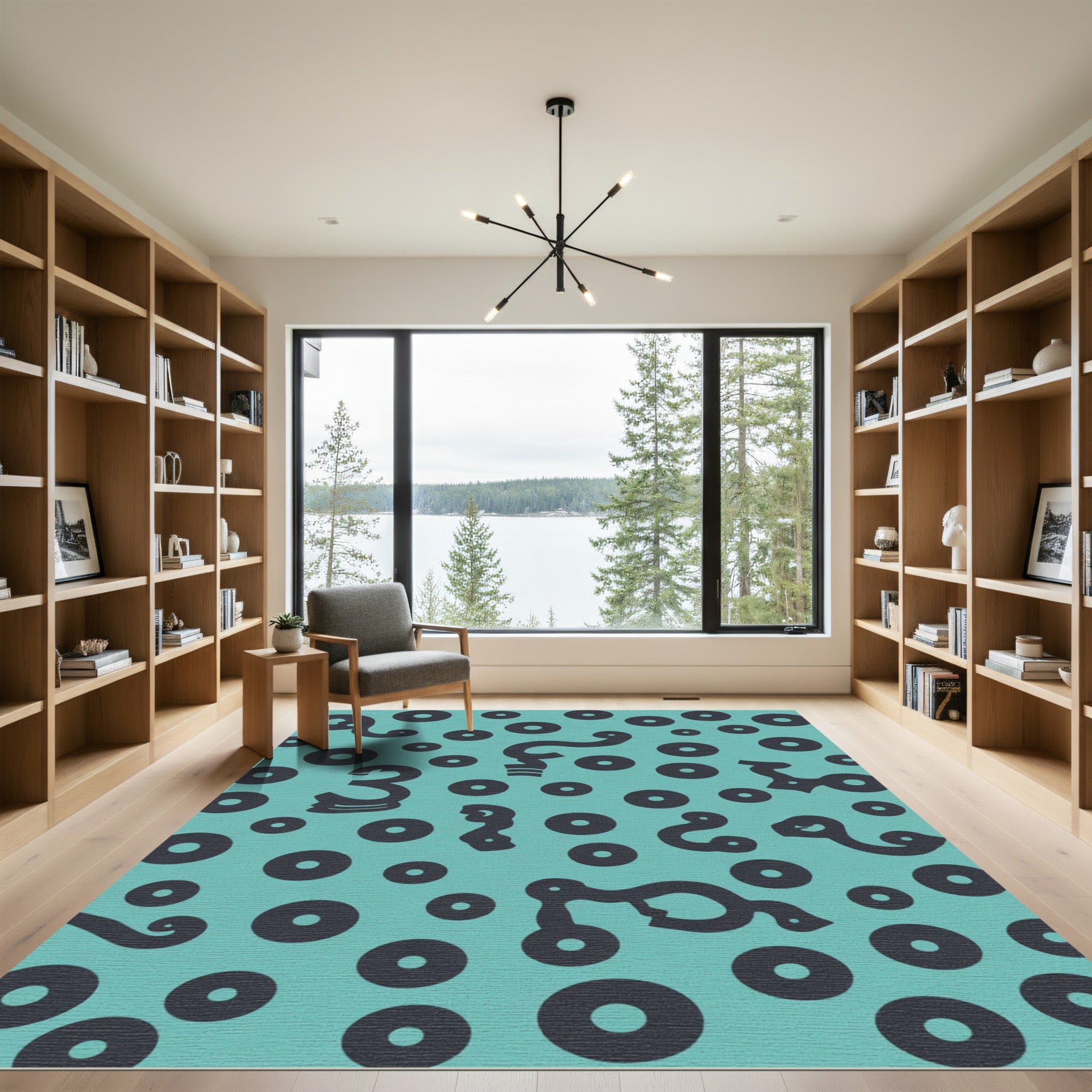 Teal And Charcoal Organic Dot Flow Rug