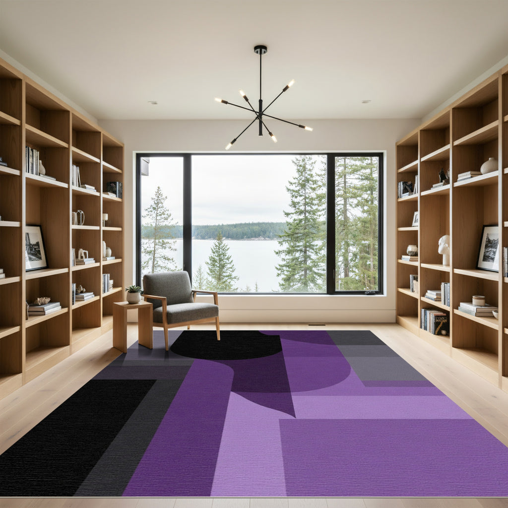 Modern Purple Geometric Abstract Rug