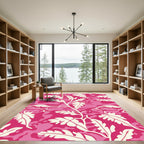 Pink Cream Camouflage Floral Vines Rug