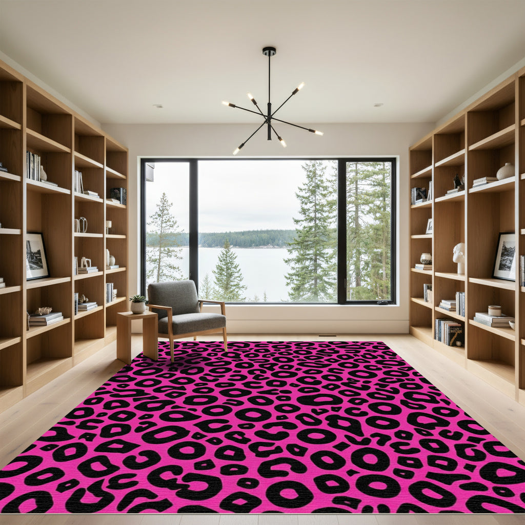 Vibrant Hot Pink Leopard Spots Rug