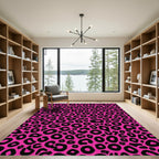 Vibrant Hot Pink Leopard Spots Rug