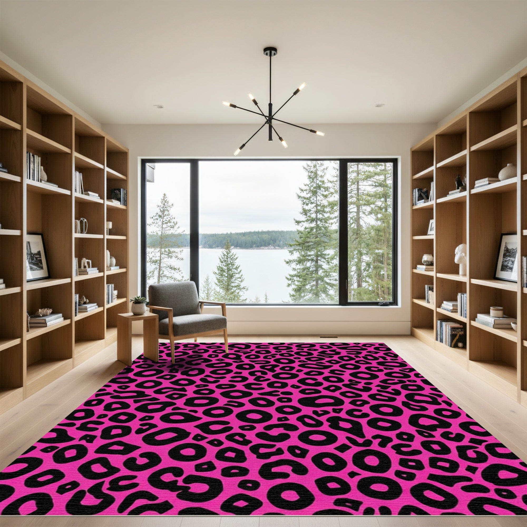 Vibrant Hot Pink Leopard Spots Rug