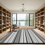 Monochromatic Striped Geometric Bands Rug
