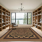 Rustic Earth Tones Abstract Medallion Rug