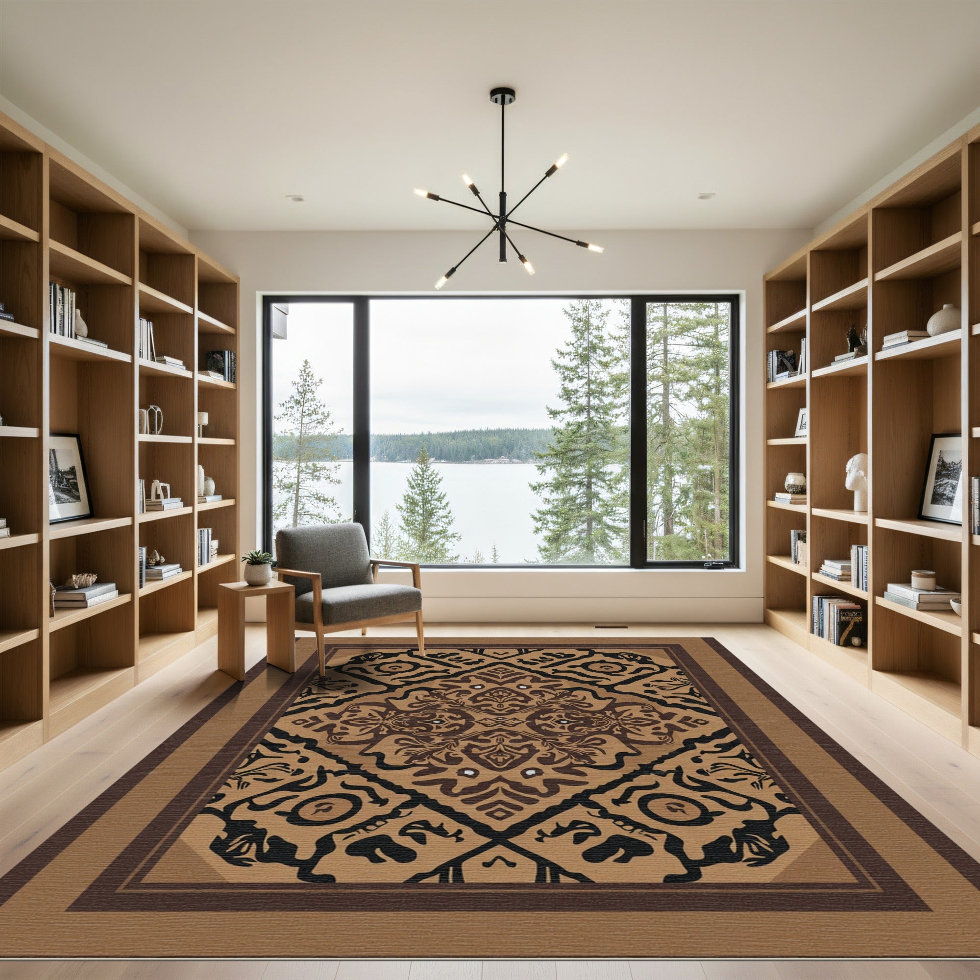 Rustic Earth Tones Abstract Medallion Rug