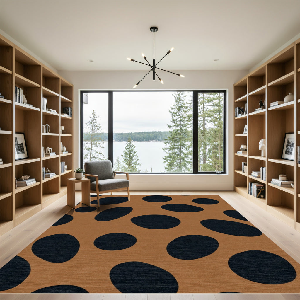 Caramel Black Oval Spot Play Rug
