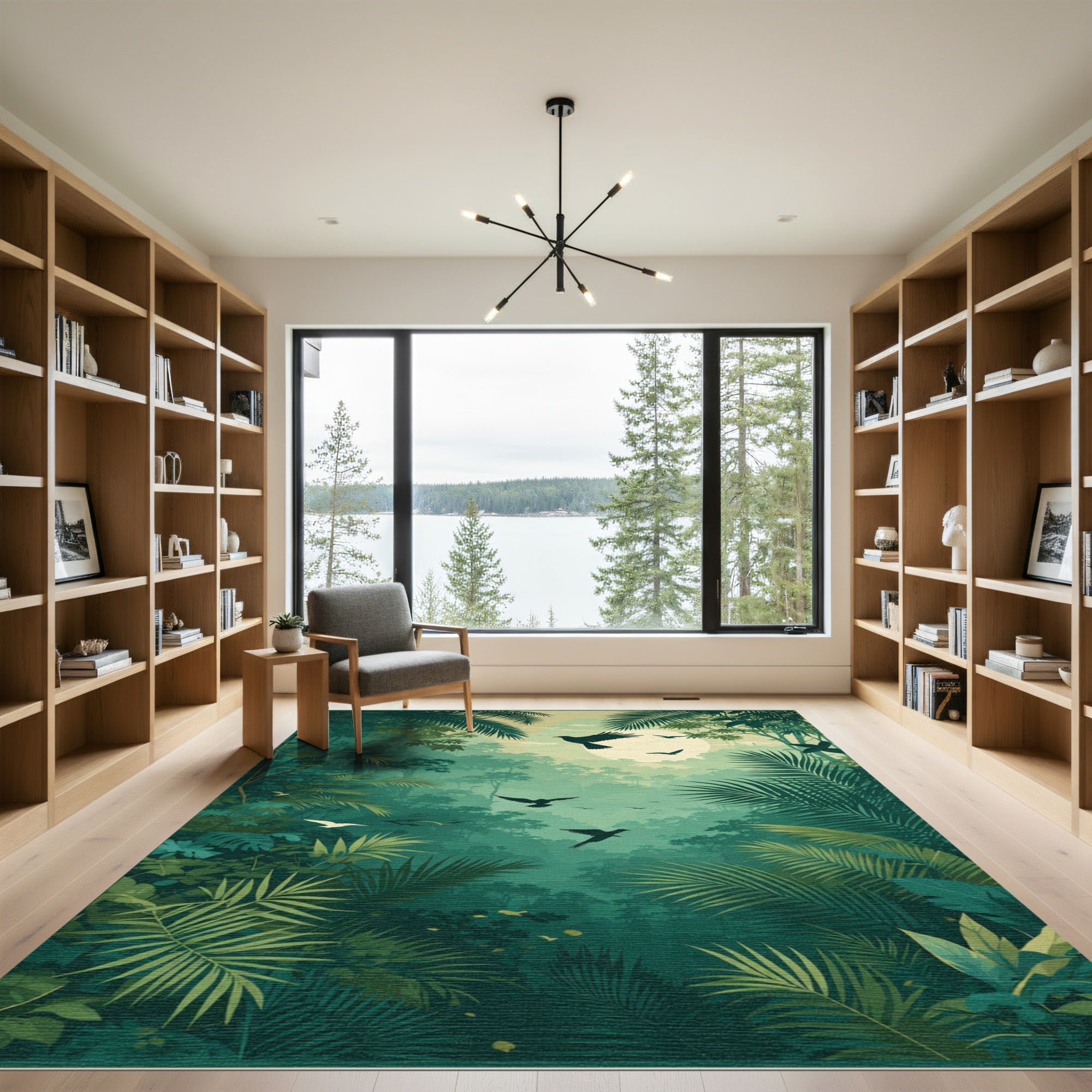 Emerald Jungle Birds Lush Canopy Rug