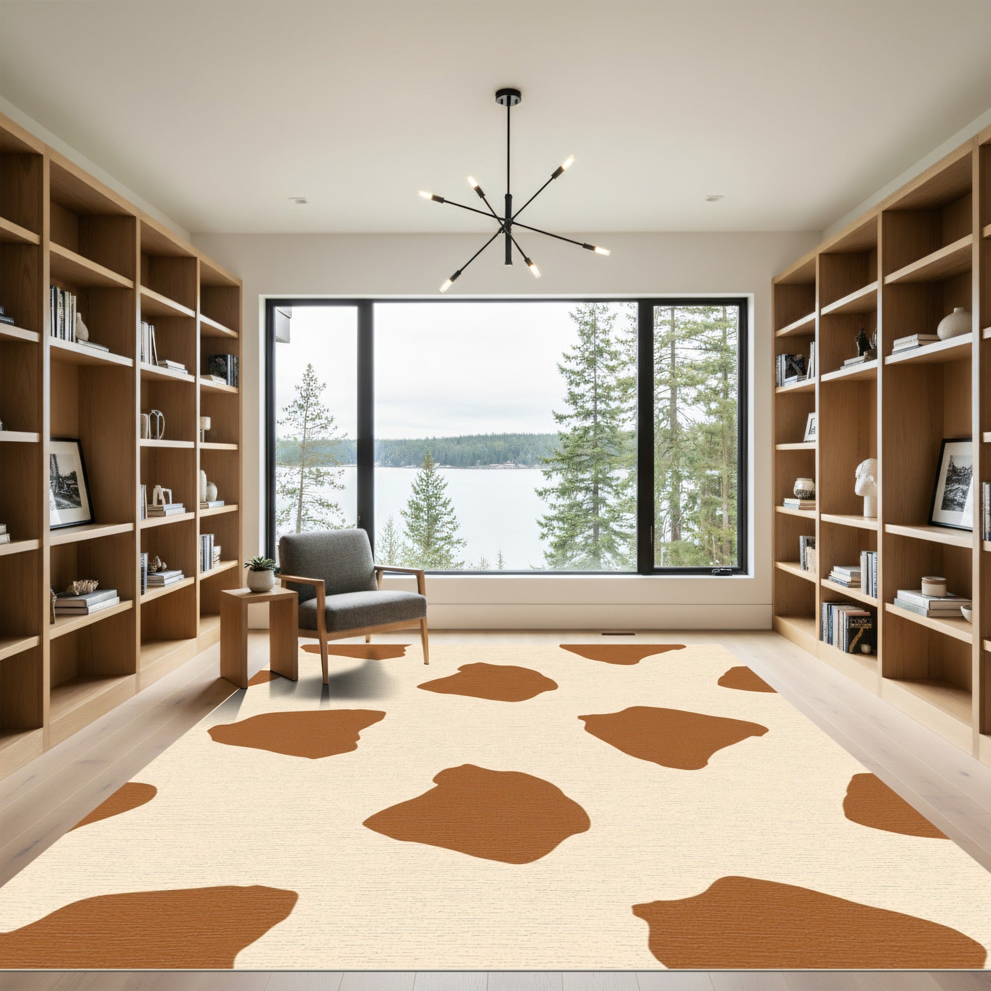 Cream Brown Animal Spots Rug