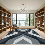 Modern Geometric Chevron Dark Gray Rug