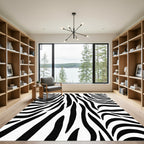Black White Wild Animal Stripes Rug