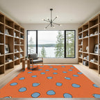 Orange With Scattered Blue Dots Rug