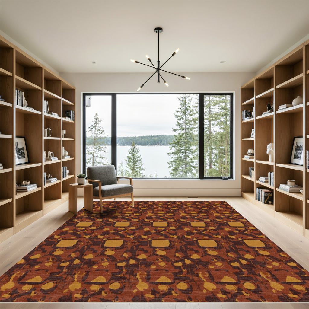 Earthy Terracotta Abstract Shape Rug