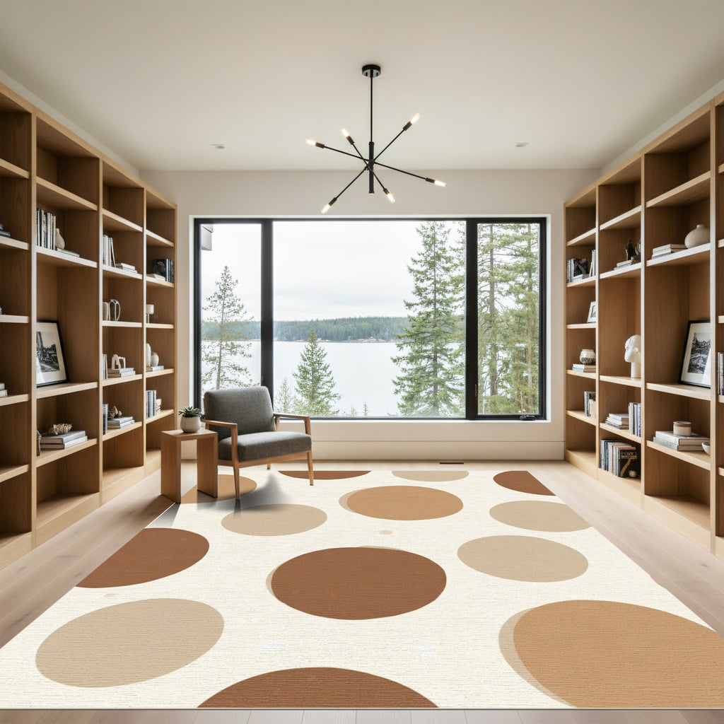 Earthy Brown Polka Dot Circles Rug