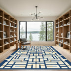 Navy Blue Geometric Lattice Rug