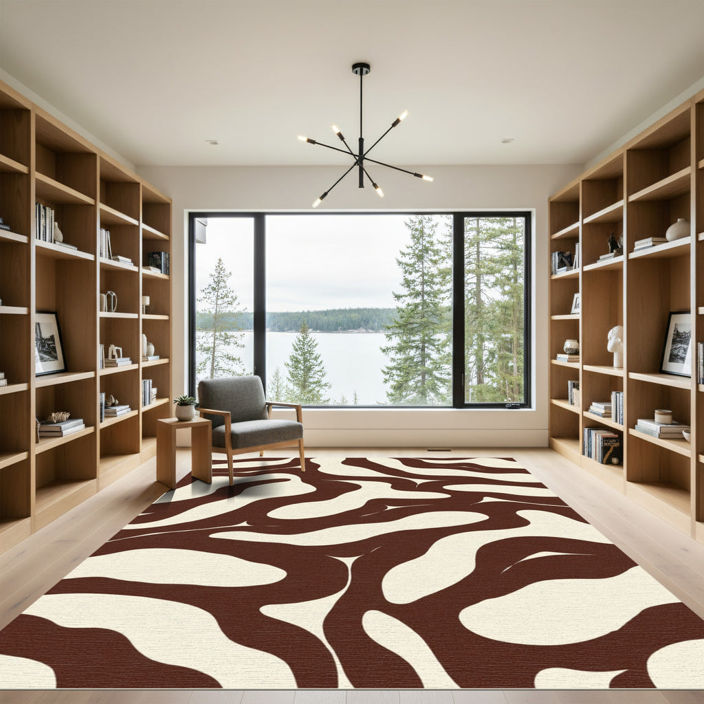 Brown Cream Organic Wavy Stripe Rug
