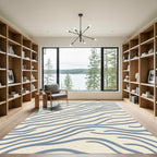 Blue Contemporary Flowing Lines Rug