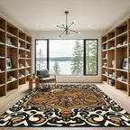 Brown Camel Tribal Frame Rug