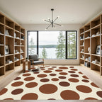 Brown Circles Cream Background Rug