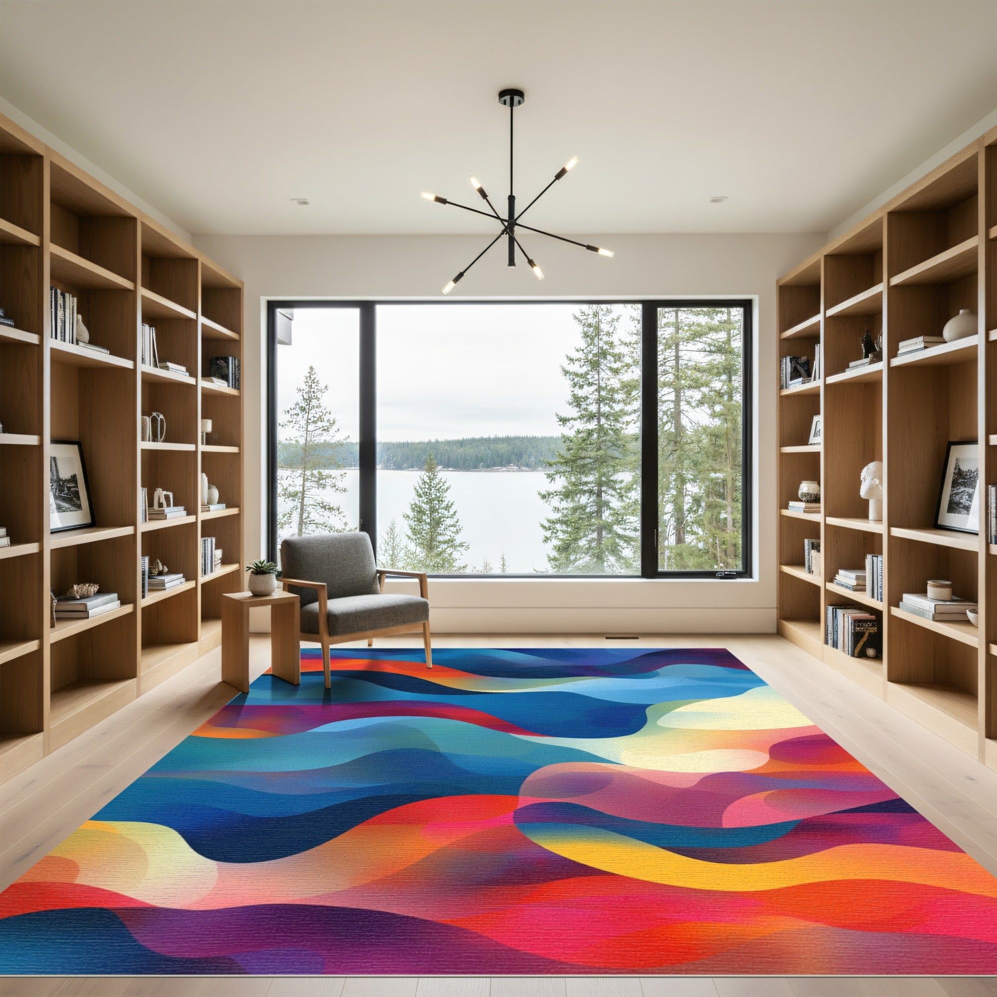 Vibrant Abstract Color Wave Rug
