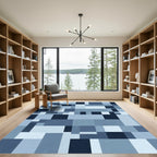 Shades Navy Rectangular Geometric Arrangement Rug