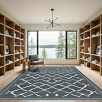 Dark Gray Lattice Geometric Diamond Rug