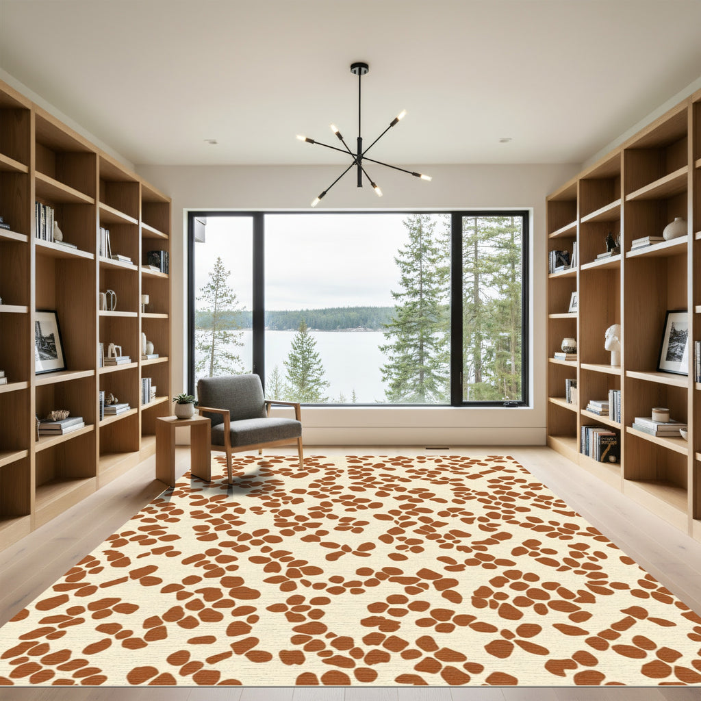 Cream Brown Organic Speckle Throw Rug