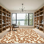 Cream Brown Organic Speckle Throw Rug