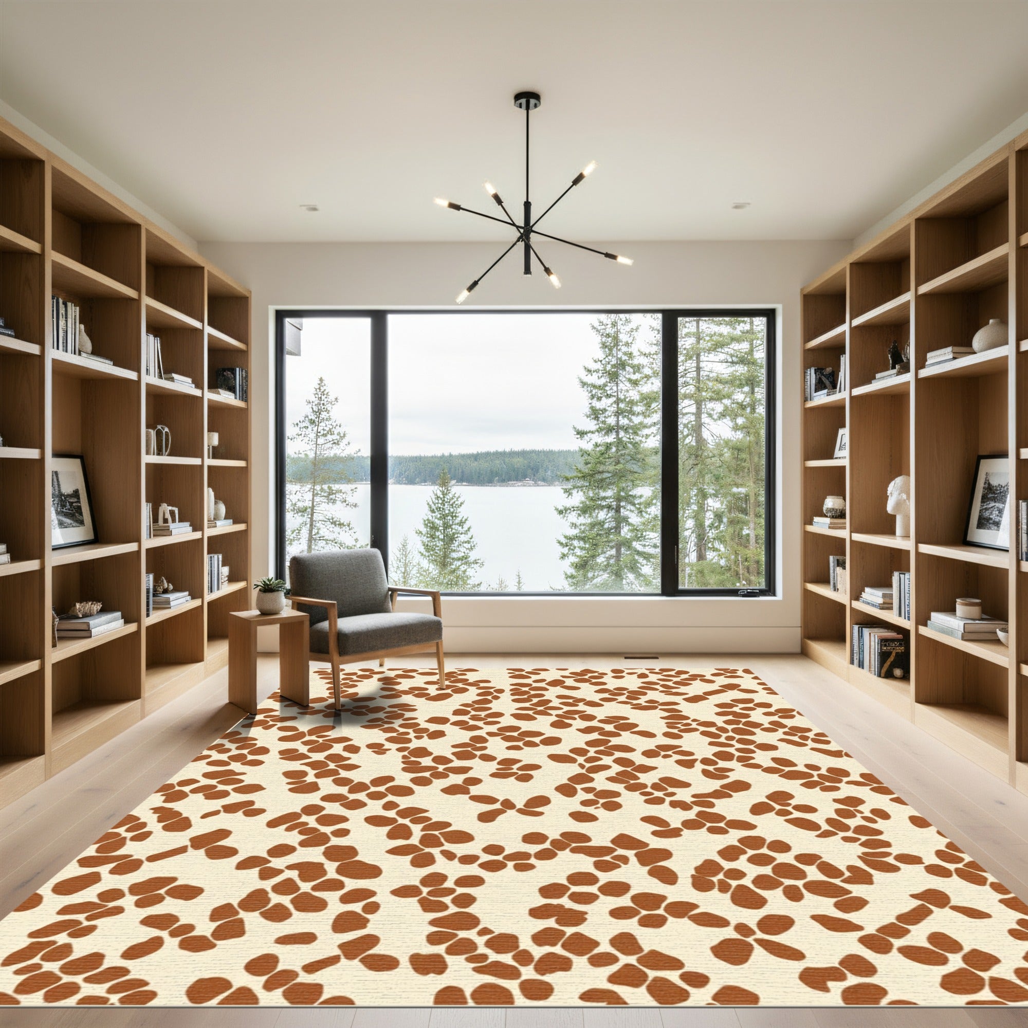 Cream Brown Organic Speckle Throw Rug