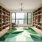Emerald Green Leafy Overlap Art Rug