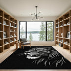 Monochromatic Lion Face Portrait Rug