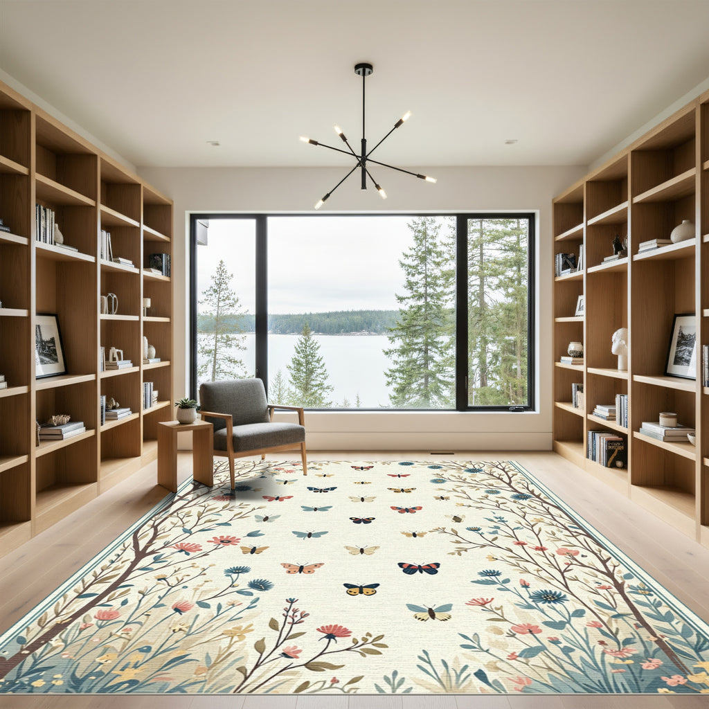 Whimsical Butterfly Garden Meadow Rug