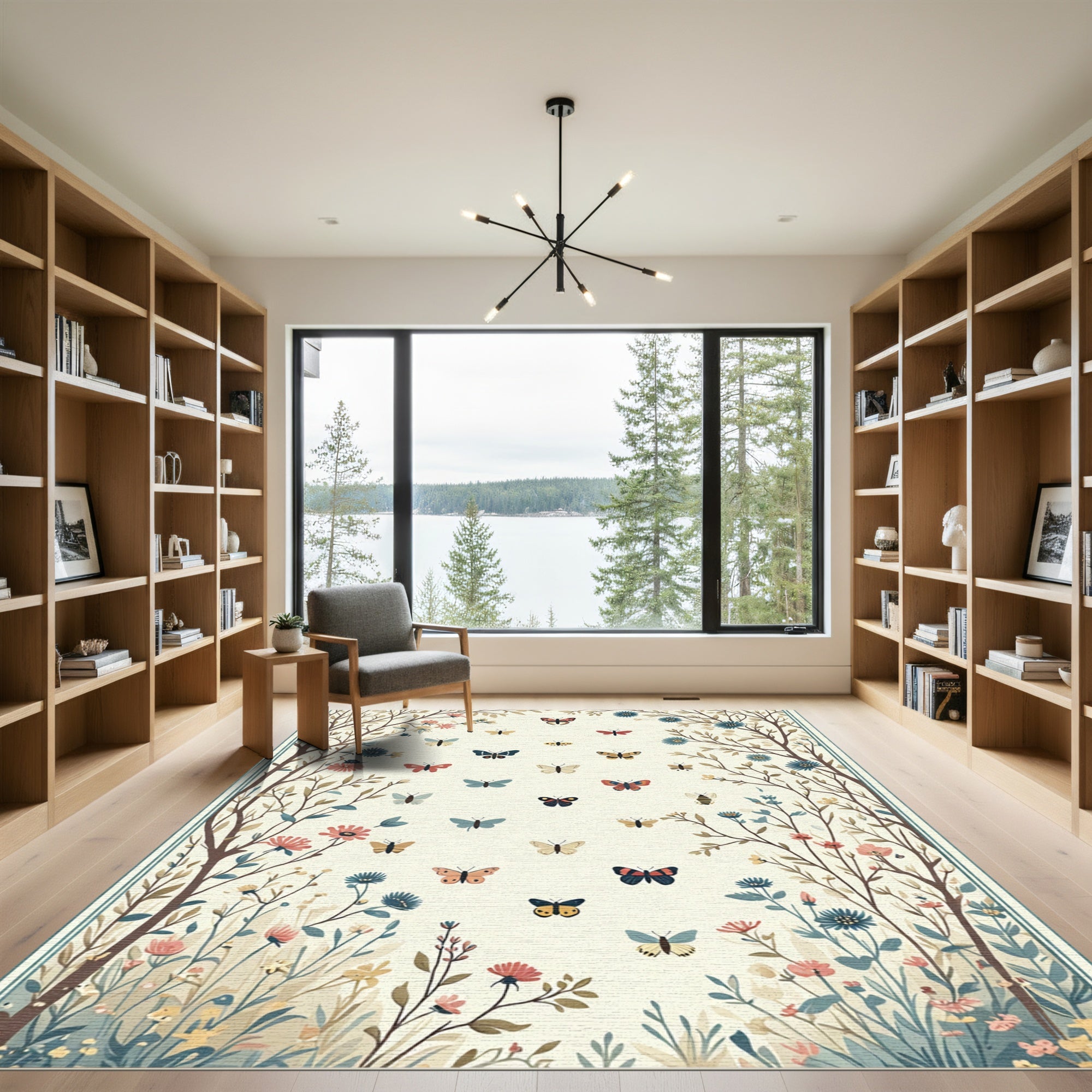 Whimsical Butterfly Garden Meadow Rug