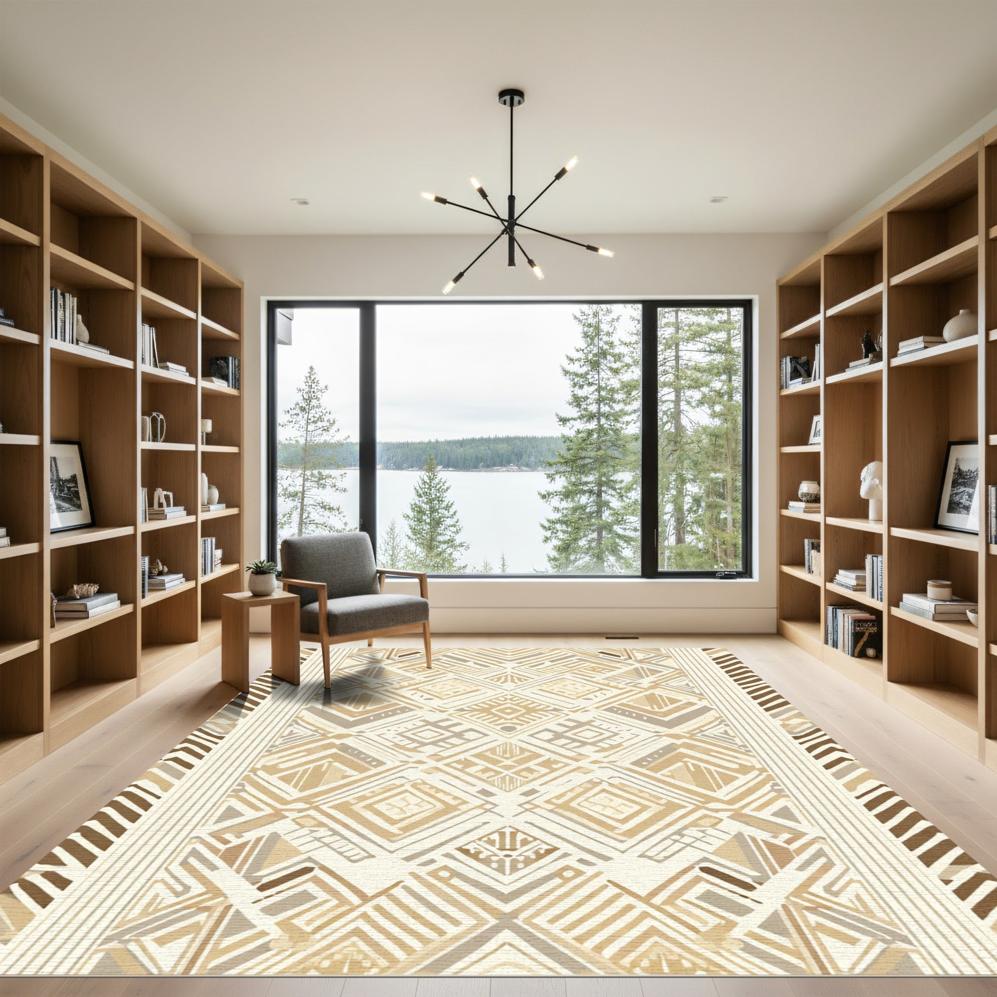 Neutral Geometric Diamond Tribal Rug