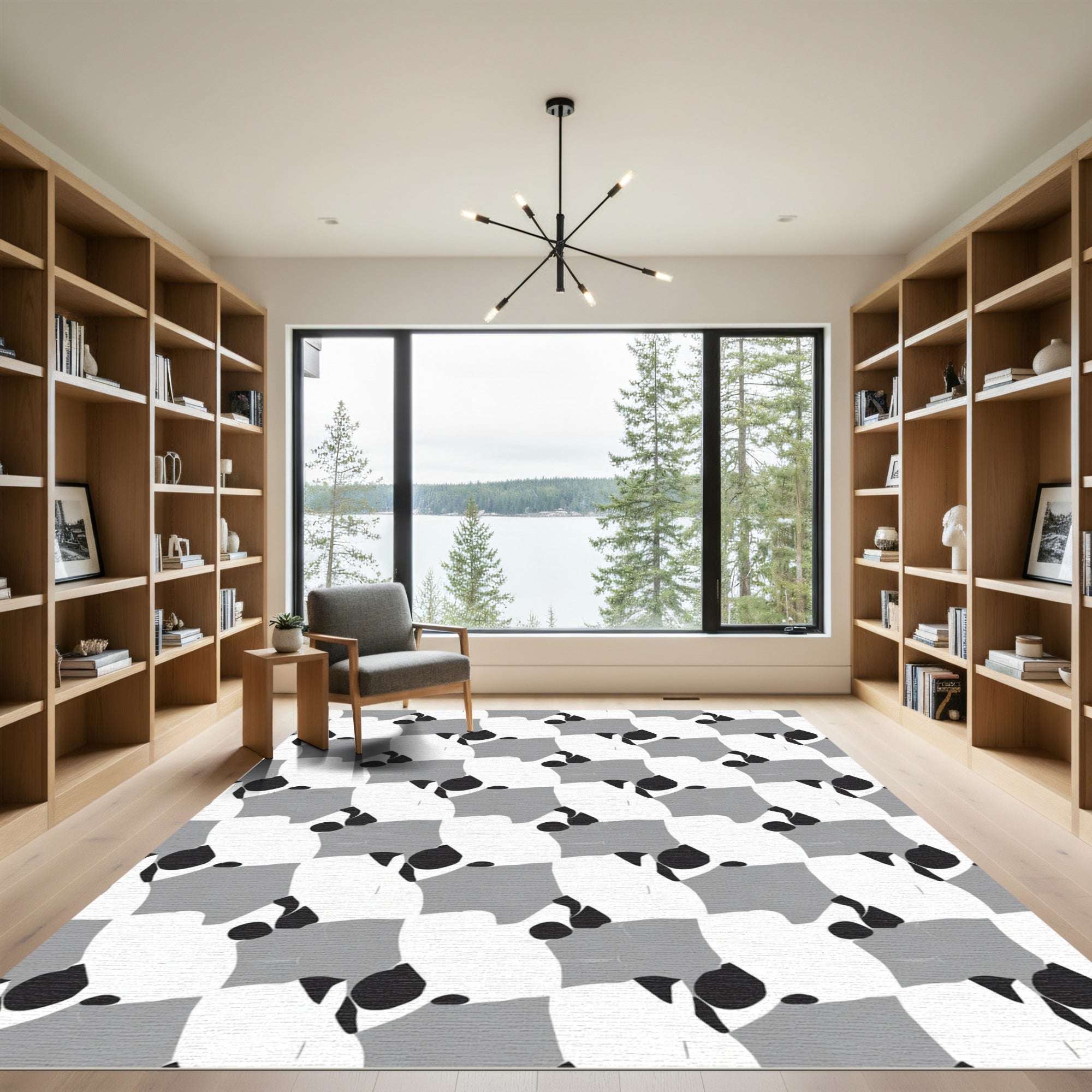 Monochromatic Abstract Organic Forms Rug