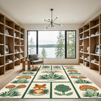 Woodland Creatures Forest Mushroom Collection Rug