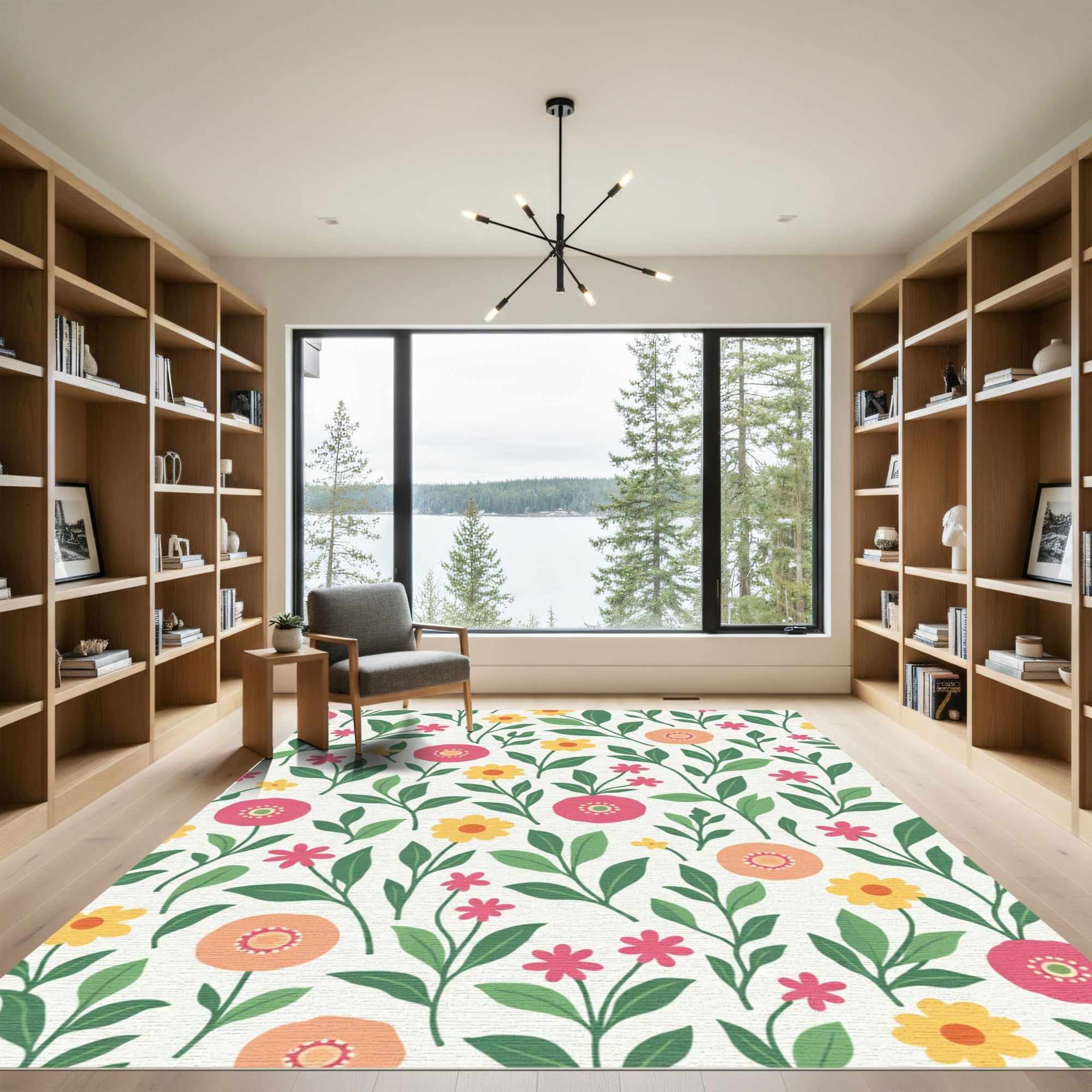 Whimsical Floral Garden Cream Rug