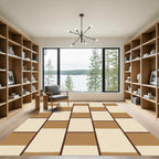 Terracotta Cream Rectangular Grid Rug