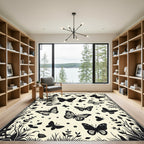 Black Butterfly Garden Meadow Rug