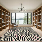 Cream Black Pink Zebra Swirl Rug