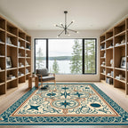Marine Blue Compass Star Collection Rug