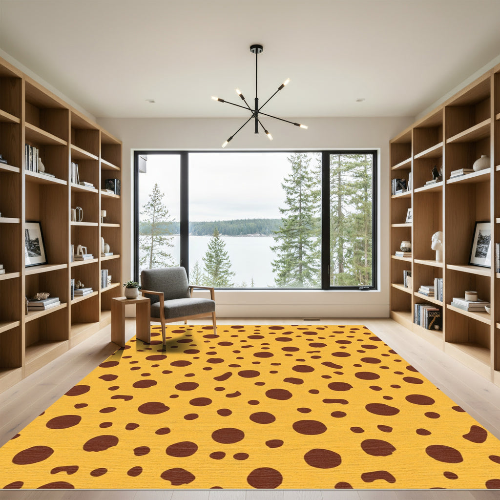 Golden Yellow Brown Speckled Round Rug