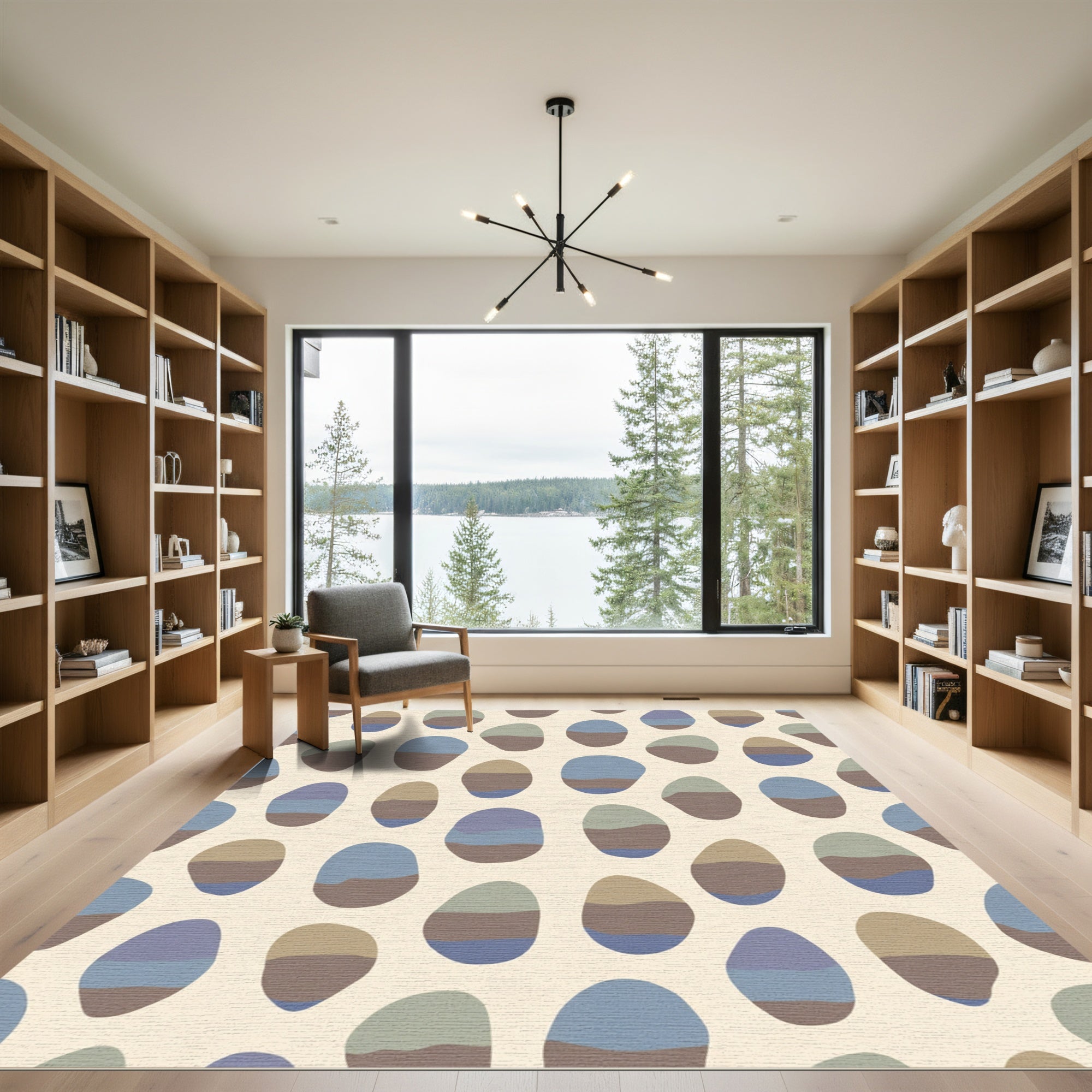 Abstract Pebbles In Neutral Tones Rug