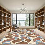 Brown Tan Blue Abstract Camouflage Rug