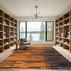 Orange Navy Horizontal Lines Rug