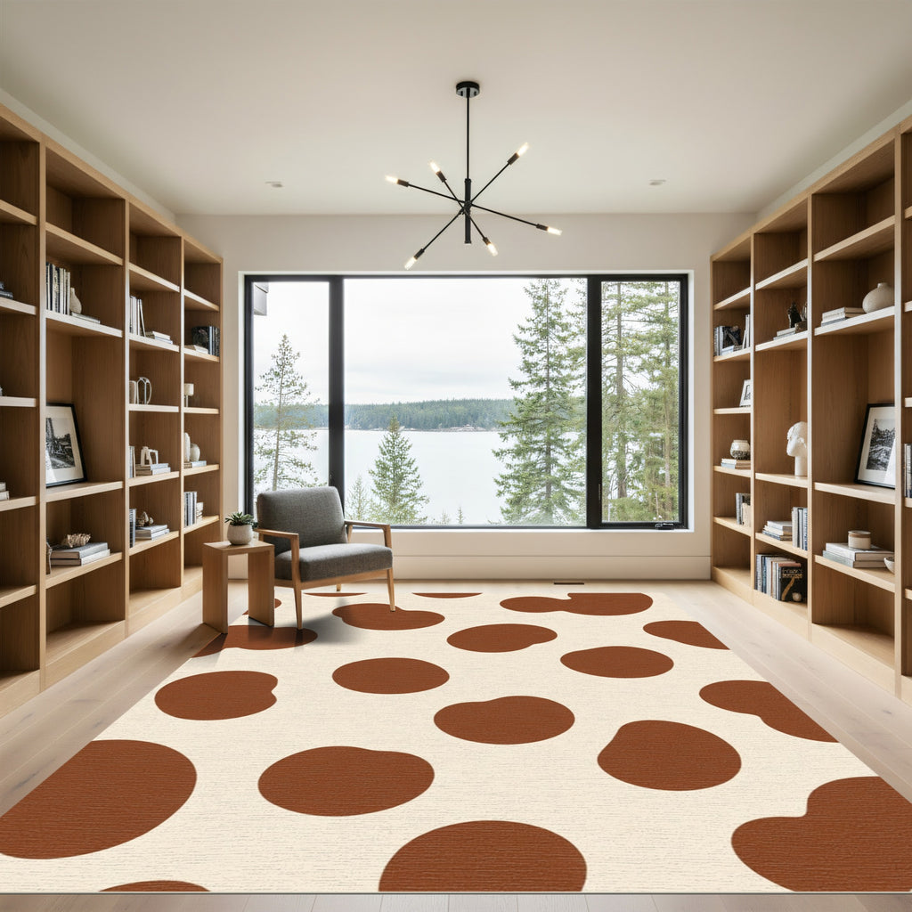 Brown Cream Spots Spatter Rug
