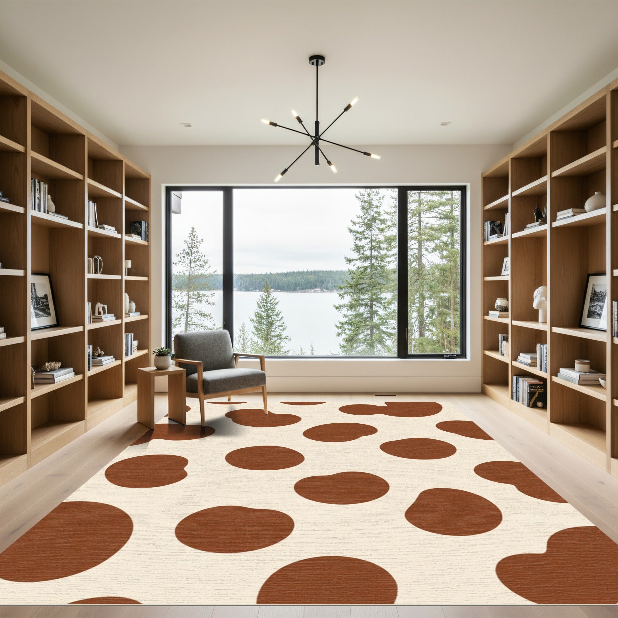 Brown Cream Spots Spatter Rug